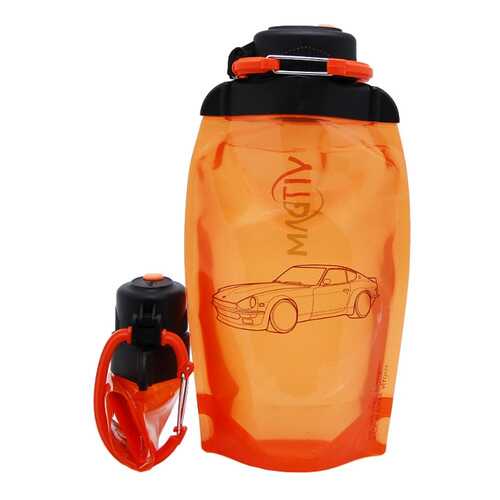 Складная эко бутылка, оранжевая, объём 500 мл (артикул B050ORS-1404) с рисунком в Экспедиция