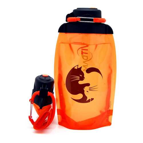 Складная эко бутылка, оранжевая, объём 500 мл (артикул B050ORS-208) с рисунком в Экспедиция