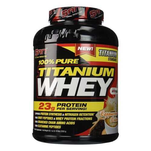 Протеин SAN Titanium Whey 100% Pure 2240 г Cappuccino Cream в Экспедиция