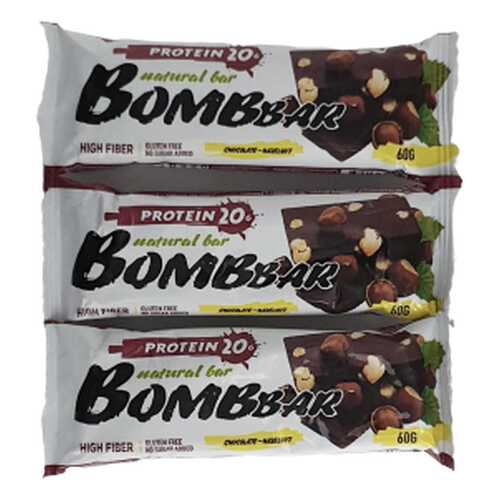 Батончик Bombbar Protein 3 60 г, 3 шт., шоколад/фундук в Экспедиция