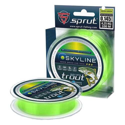 Леска монофильная Sprut Skyline Evo Tech Pro Neon Green 100 м, 0,145 мм, 4,25 кг в Экспедиция