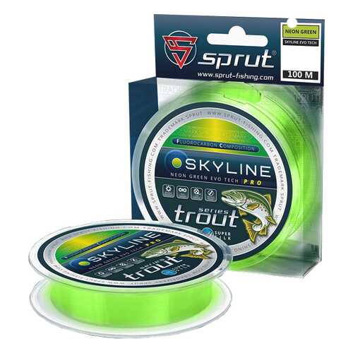 Леска монофильная Sprut Skyline Evo Tech Pro Neon Green 100 м, 0,185 мм, 5,65 кг в Экспедиция