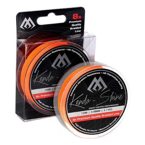 Шнур плетеный Mikado Kendo Shine 8-x HDPE 0,14 мм, 150 м, 11,75 кг orange в Экспедиция