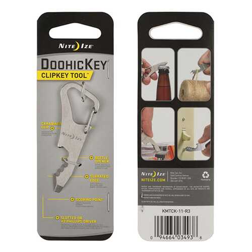 Мультитул-брелок Nite Ize Doohickey Clipkey KMTCK-11-R3 68 мм серый, 4 функции в Экспедиция